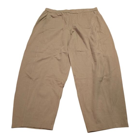 Eileen Fisher Beige Super Soft Organic Cotton Stretchy Cropped Pants Size Large - Picture 7 of 10